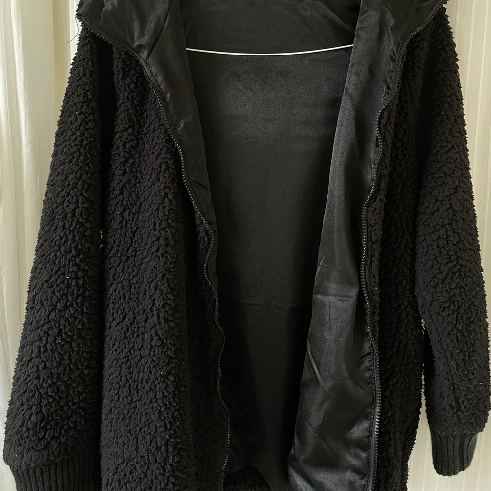 H&M Fuzzy Black Zip Up - Teddy Jacket